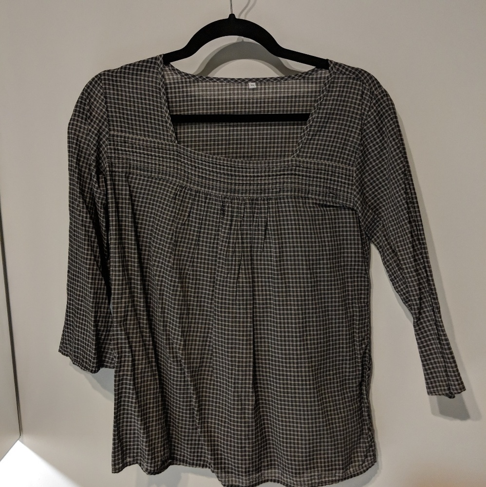 Muji plaid cotton blouse
